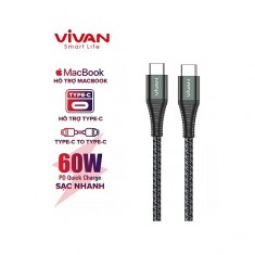 Cáp Sạc Nhanh VIVAN KPD100S Type-C to Type-C 100cm Chuẩn Sạc Nhanh PD 60W